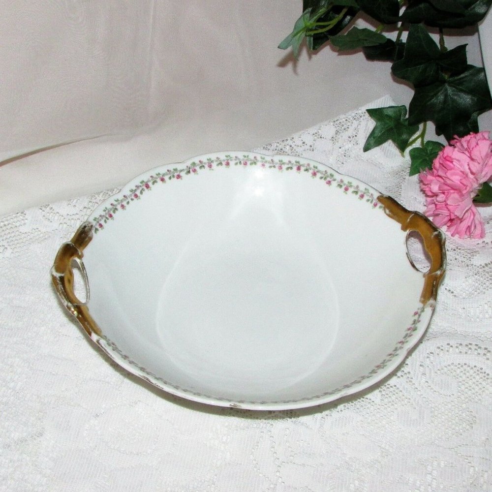 Antique Serving Bowl LIMOGES BERNARDAUD France Cottagecore Shabby Vintage Decor